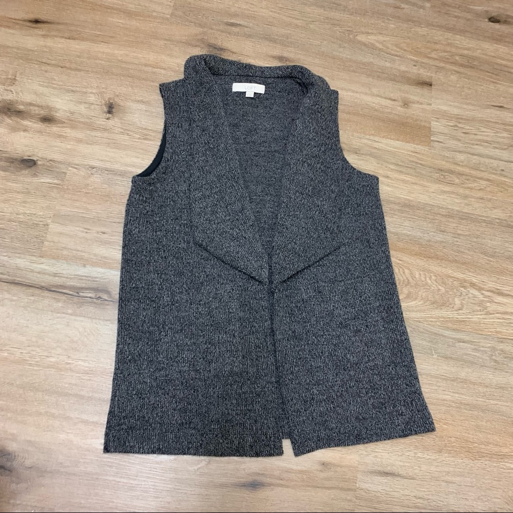 Womens Lofts Grey Open Cardigan Sweater with Front Pockets Size Small